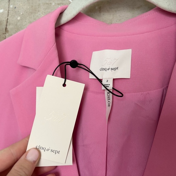 Cinq a Sept Crepe Khloe Blazer in Neon Pink - Picture 3 of 5